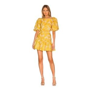 NEW Valentina Shah Dolcevita Mini Dress in Lemon Yellow Jacquard M / L